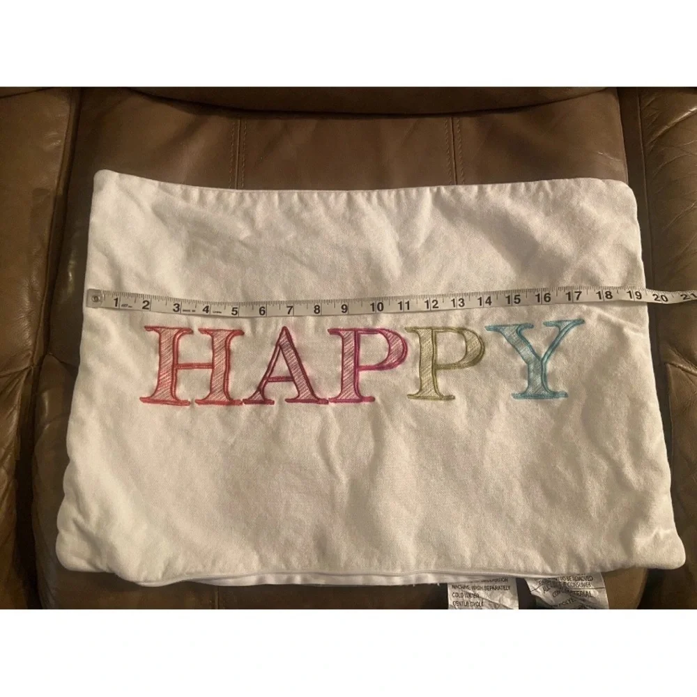Accent Decorative Pillowcase “Happy” Spell out Fun,  Colorful 19 X 14
